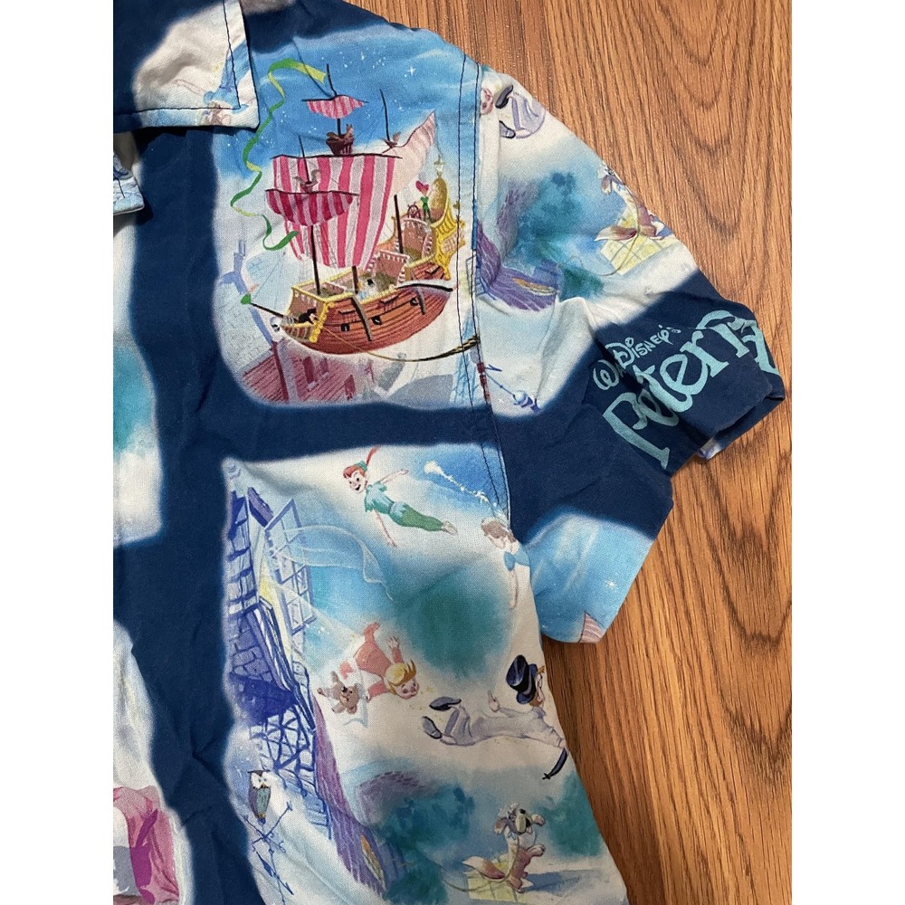 Disney Peter Pan Shirt Mens Small Graphic Print Short Sleeve Button Up - Picture 4 of 9